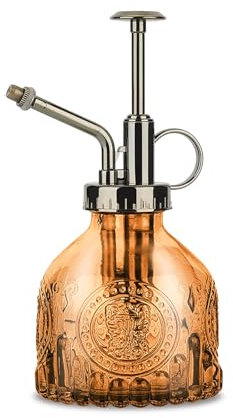 KoGiio Verre Plantes Vaporisateur D'arrosage, 200ml Rétro avec Pompe Supérieure Arrosoir, Une Main Darrosage Pulvérisateur Brumisateur pour Jardinage Plantes, Jardin, Nettoyage, L'alcool-Marron