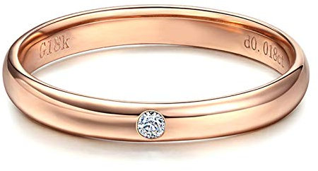 Gualiy Rotgold 18K Ring Damen, Rotgold Ring Damen 750 Schlicht Minimalist Ring 2.8mm Comfort Fit Verlobungsring und Ehering Größe 53 (16.9)