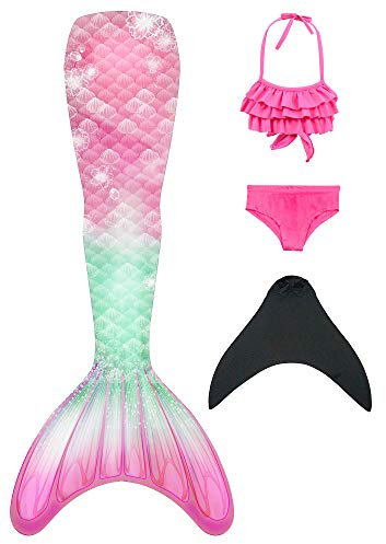 shepretty Kinder Meerjungfrauenschwanz Zum Schwimmen mit Meerjungfrau Flosse,xiaoheiR1-110