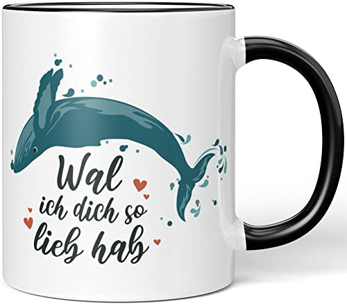JUNIWORDS Tasse, Wal ich Dich so lieb hab, Schwarz (1006508)