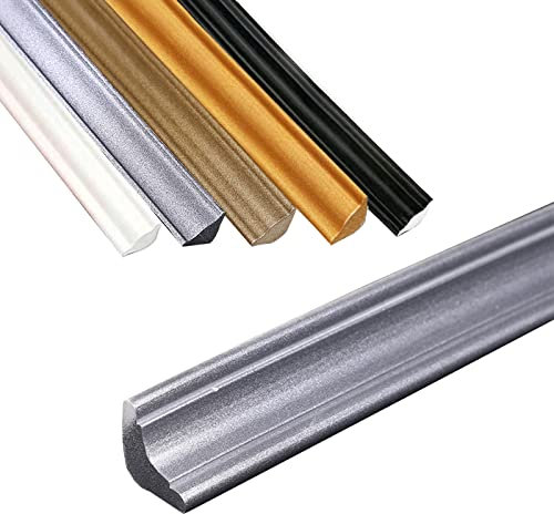 TPE Edging Strip Self Adhesive Quadrant Trim Skirting Board 3M Home Wall Inside Corner Decoration Caulk Strip Strong Self-adhesive Anti-Mold Skirting Board Silver