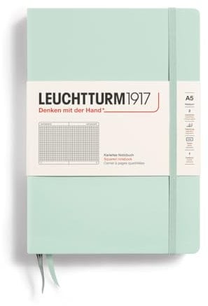 LEUCHTTURM1917 367261 Notizbuch Medium (A5), Hardcover, 251 nummerierte Seiten, Mint Green, kariert