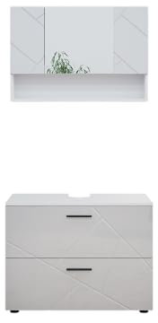Vicco Ensemble de Meubles de Salle de Bain Irma, Blanc Haute Brillance, 2 pièces, Armoire Basse 80 cm