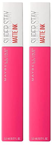 Maybelline New York SuperStay Matte Ink Tinta Labbra Risultato Coprente e Uniforme con Applicatore a Punta Colore 30 Romantic Lunga Durata 16h - 2 Rossetti