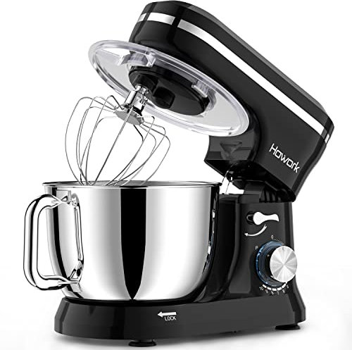 HOWORK - Electric Stand Mixer, 10 Speed + p with 6.5 Quart Stainless Steel Bowl, Dough Hook, Wire Whip and Whisk, for Most Cooks