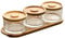 KVMORZE 270 ml Chip und Dip Servierset mit Bambustablett, Snack Candy Fruit Nut Servierplatte, kleine Glas Dipping Servierschalen mit Deckel für Gewürze, Beilagen, Dessert, Salsa (3 Fächer)