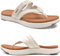 COFACE Chanclas Mujer Moda Ortopedicas Comodas Cuero Tela Elegantes Sandalias de Dedo Señora Piel Verano Playa Piscina Flip Flop Ligera Abierta Chancletas Pala Antideslizante Goma Suela Blanco Kaki 40