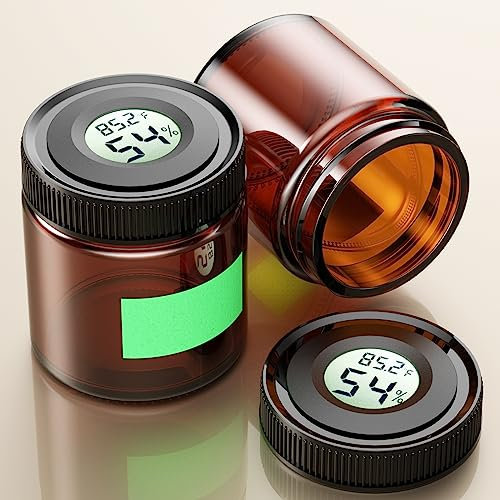 ZHANXUBIO Klassisches Glas, geruchsdicht, Kräuterbehälter, Dil Unkrautbehälter, Dil Unkrautdosen (100 ml, bernsteinfarben, 2 Stück)