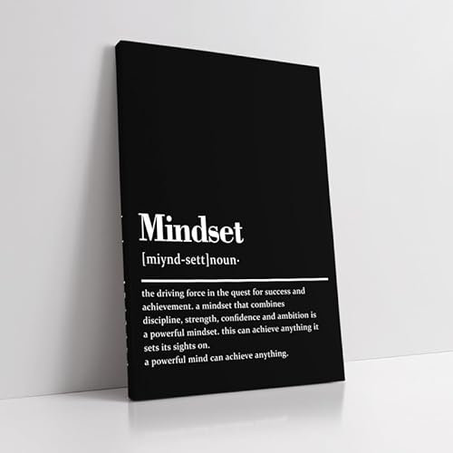 KAWAHONE Motivierende Zitate Mindset Wandkunst, inspirierende positive Zitate, Leinwand – Wachstumsmindset-Poster für Zuhause, Büro, Arbeitsplatz (inspirierende Sprüche für Frauen, Männer)