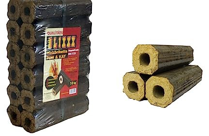 Sanitärshop Baustoffe & Sanitär Set: 96 x 10 kg Hartholzbriketts Pini & Kay zum Heizen Grill und Kamin - 960 kg Palette