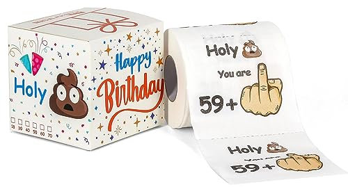 Originelle Lustiges klopapier zum 60. Geburtstag - 59 + 1 - Geburtstag für Frauen & Männer - Dekoration 60. Geburtstag mit Verpackung - Scherzartikel - 1 Rolle mit je 250 Blatt weich 3lagig