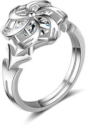 Kashasin Anime Ringe Elfen Prinzessin Galadriel Nenya 925 Sterling Silber Ring für Frauen Cosplay Ring Schmuck Prop, US 9, Zirkonia