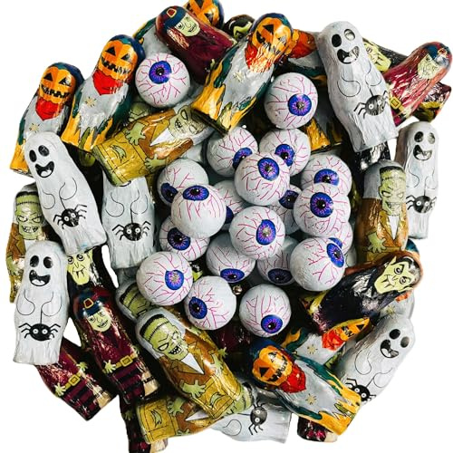 OYOY Halloween Scary Figuren und Augen aus Vollmilchschokolade I 400g I ca. 50 Stück I Halloween Deko I