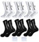 Grip Socken Fussball 6 Paare Football Socks, Fussballsocken Herren 39-46, Fußball Socken mit Grip für Damen Herren Kinder, Fussball Socken für Fussball Basketball Radfahren Klettern(Weiß/Schwarz)