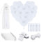 Idota 36 Stück Fächer Hochzeit, Herzförmiges Weiß Papierfächer Faltbar Handfächer DIY Deko Spaß Fächer Hochzeit Gäste mit Etiketten Schleife Organzabeutel Gastgeschenke für Hochzeit/Party/Taufen
