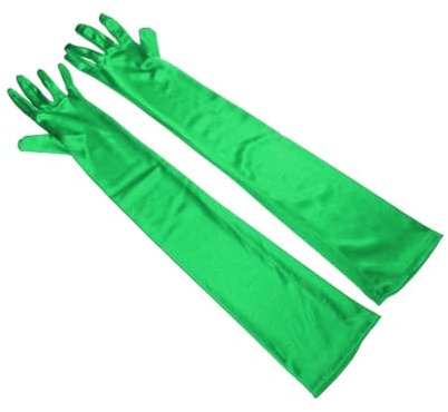 1 Pair Glove Portable Reusable Decorative Breathable Solid Color Long Sleeve Cosplay Costume Girls Gloves Clothing Green