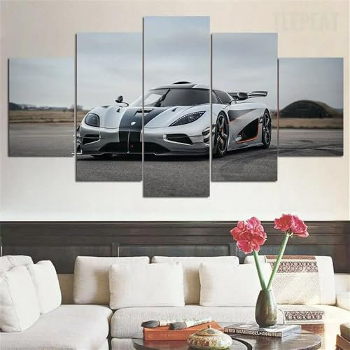 WAGYU Mit Rahmen Leinwandbild 5 TLG Kunstdruck,Bilder auf Leinwand 5 TLG Vlies Wandbild Superauto,Leinwand Gemälde xxl,Tapete,Puzzle,leinwanddrucke,5 Stücke Bilder,125x60cm