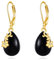 Schwarzer Onyx Ohrringe 925 Sterling Silber Gold Tropfen Schmuck Geschenk für Damen Mädchen