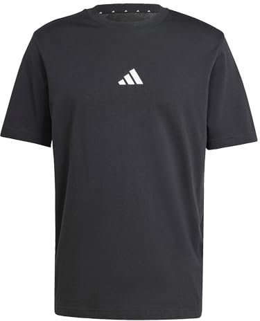 adidas Uomo Essentials Small Logo Single Jersey Tee, Black/White, L