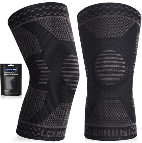 2 Pezzi Ginocchiera Ortopedica, Tutore Ginocchio per Uomo/Donna, Manicotto di compressione, Supporto per Menisco, Dolore alle Articolazioni, Lesioni dei Legamenti, 3XL, Nero