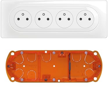 LEGRAND - Prise Electrique Quadruple Céliane Surface Confort avec Plaque + Boîte à Encastrer - Prise Affleurante avec Socle Rétractable - Blanc