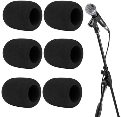 VYIBPDY Esponja de micrófono Grande a Prueba de Viento, Cubierta de micrófono de Esponja, Cubierta de micrófono, filtros Pop para micrófonos de Mano, Cubierta de micrófono para KTV, (Negro), 6 Piezas