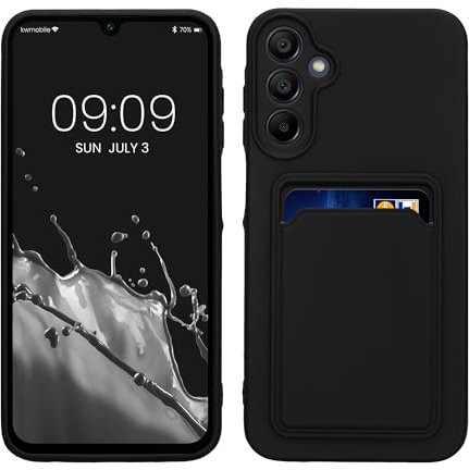 kwmobile Custodia Compatibile con Samsung Galaxy A15 5G Cover - Back Case Cellulare con Slot Porta Carte - Morbida in Silicone TPU nero
