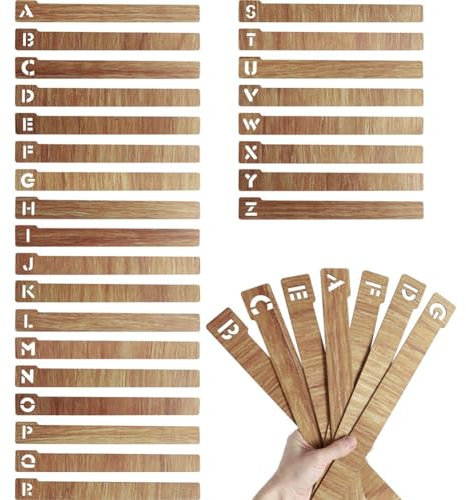 Stroagymoon 26 Pcs Vinyl Record Dividers Wooden Record Dividers Alphabetical A-Z Vinyl Record Storage Dividers Record Holder