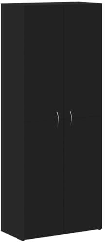 vidaXL Aktenschrank, Büroschrank mit Stauraum Tür, Lagerschrank für Büro, Hochschrank Werkzeugschrank Büromöbel, Schwarz Holzwerkstoff