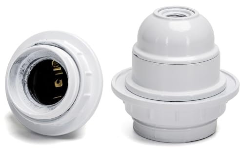 Douille en bakélite E27 avec borne à vis autobloquante, demi-filetage, blanc