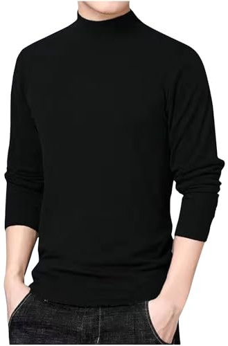 Pullover Herren Stilvoller Slim Fit, Sale Strickpullover Warm Bequem, Langarmshirt Lässige Modische, Winterpullover Hochwertiger, Herbst Winter Mid-High Neck Design Langarm Rundhalsausschnitt Top