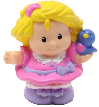 Little People Pièce de rechange pour maison de poupée Fisher-Price Spring Dollhouse B1818 – Figurine de rechange Sarah Lynn habillée de rose et violet tenant un oiseau bleu