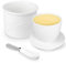 Miyacare Französische Butterdose, Butterdose Wassergekühlt mit Wasserlinie, Keramische Butterglocke für Frische und Streichfähige Butter (Weiß, 10CM)