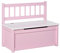 HOMCOM Coffre à jouets Banc de rangement pour enfants avec dossier et couvercle rembourré Charge 40 kg pour salle de jeux Chambre 60x30x50 cm Rose et blanc