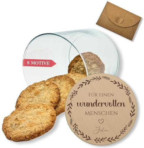 Vorratsgläser mit Deckel personalisiert mit Gravur, kleine Geschenke, Keksdose personalisiert, Dankeschön Geschenke, Holzdeckel mit Gravur, Personalisierte Geschenke, Danke Geschenk (Design 1, 880ml)