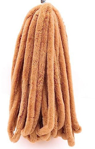 5 cm x 5 m Kunstpelz Band Trim,Kunstpelz Dekoband Kunstfell Bordüre,Kunstpelzband Fake Trimmen Pelzigen Band,Plüschband,Fellstoff zum Basteln Nähen Dekorieren,für DIY,Kranz,Schleifen,Hellbraun