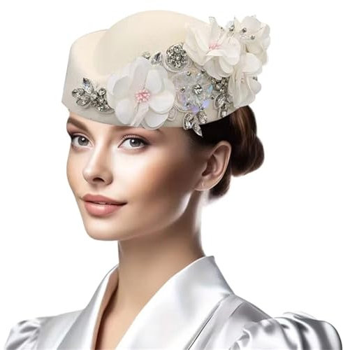 Fahoujs Taufhut für Damen, Wollhut für Pferderennen, Rollenspiele, Bolwer-Hut, formelle Anlässe, Cosplay, Kostüm, Kuppelhut