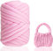 Armstricken Wolle 500g zum Handstricken Chunky XXL Wolle Yarn Schlauchgarn Häkelwolle Schlauchgarn Zum Häkeln Für Deck Grobstrick Weiches Wollgarn Haustier Bett Sofa, Roving Garn（Rosa）