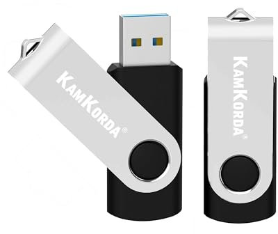 USB Flash Drive 128GB (Pack of 2), Durable USB Stick, USB 3.0 Flash Drive for File Storage, Photos, Videos, and Data Backup - Black & Silver