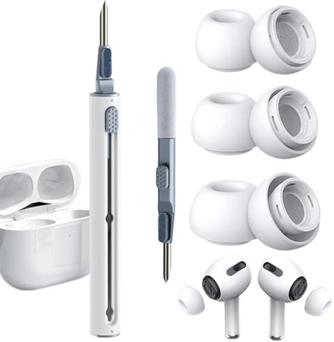 3 Pairs Replacement Ear Tips for Airpods Pro/Airpods Pro 2nd Generation, Silicone Replacement Earbuds with Noise Reduction Hole Built-in Dust Guard Screen Anti-Slip and 3 in 1 Cleaner Kit (S/M/L)
