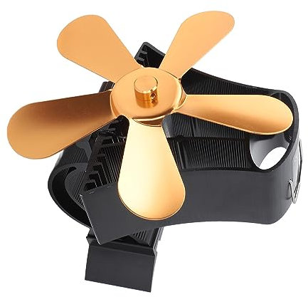 ZJchao Ventilador de Estufa de Madera de 5 Cuchillas, Operación Silenciosa Ventilador de Chimenea con Alimentación de Calor con Soporte de Pared Magnético, para Quemador de Troncos,