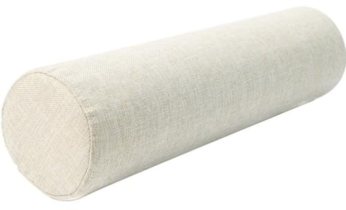 MSNCS Nackenrolle Linen Rollenkissen 40/50/60/70/90 cm Nackenkissen Kopf, Nacken, Rückenstütze Kissenrolle abnehmbar Rohrkissen Dekokissen für Betten und Sofas Yoga(Beige,12cmx90cm)