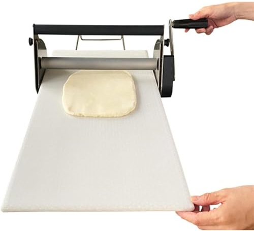 19-Inch Compact Manual Dough Sheeter, Stainless Steel Dough Roller Machine,with 11 Adjustable Thicknesses, for Making Bakery Puff Pastry Dough
