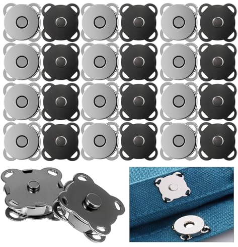 Druckknöpfe zum Annähen, Magnetknopf für Taschen (Schwarz, 14mm*12) | Magnetverschluss, Metall Magnet Knöpfe für Kleidung Strickjacken Diy Jacken Handtaschen, Taschenverschluss