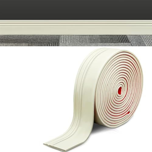 Flexible Fußleisten, Wand-Fußleisten, 10,2 cm x 4,8 m, for Abziehen und Aufkleben, selbstklebende for Hohlkehlen(White 1,9.8cm/4inch)