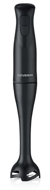 Severin Batidora de mano para hacer purés y picar, brazo extraíble, botón turbo, cuchilla de 2 hojas, limpieza fácil, mango antideslizante, para batidos, licuados, salsas, 350 W, color negro, SM 3760