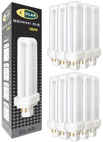 CLAR - Gemini D/E 18W 4000K G24q-2 Leuchtstoffröhre Kaltweiß CFL 4-Pin Kompaktlampe Ersatz (Pack 10)