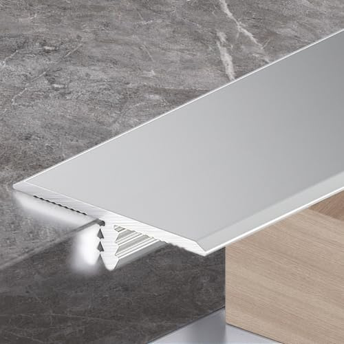 3pcs Black Aluminum T-Molding Floor Transition Strip, 0.9m x 2cm, Metal Floor Edge Trim for Joining Laminate Flooring Gaps & Seam Protection (Silver)