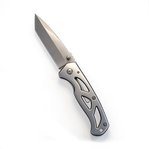 Folding Knife, 15.8cm Overall Length - Sharp Outdoor and Survival Knife with a 6.8cm Stainless Steel Blade. Includes Belt Clip and Pouch.