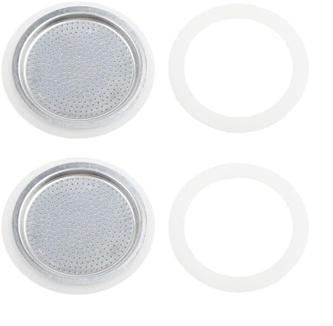 Rehoetom Espressokocher Mokkakanne Ersatzteil-Set mit 2 Filtern und 4 Silikondichtungen für Modelle mit 3/6/9 Tassen, lebensmittelechtes Silikon und Edelstahl (9 Tassen)
